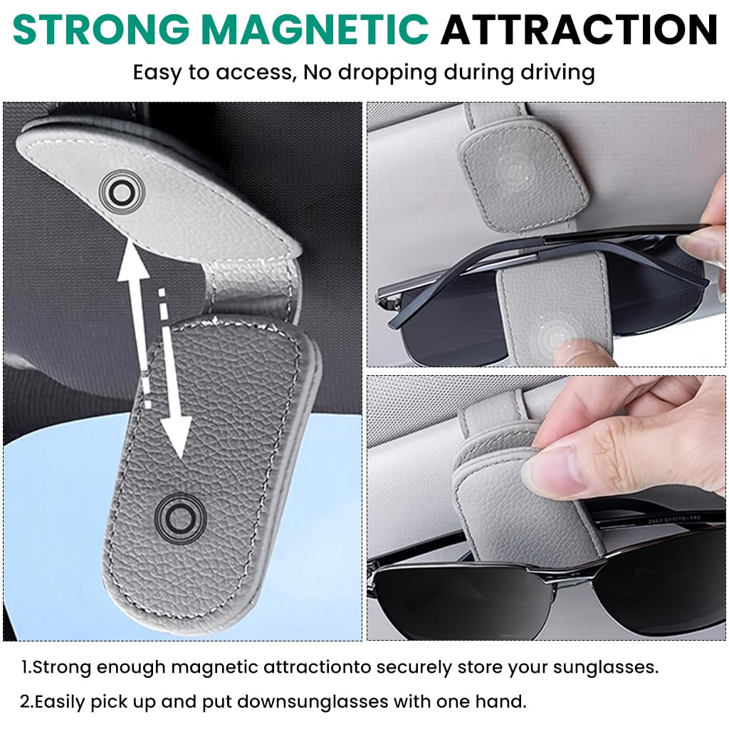 Zibuyu Car Sunglasses Holder 2 Pcs for Visor with Back Clip Design | Easy Access & Stable Grip