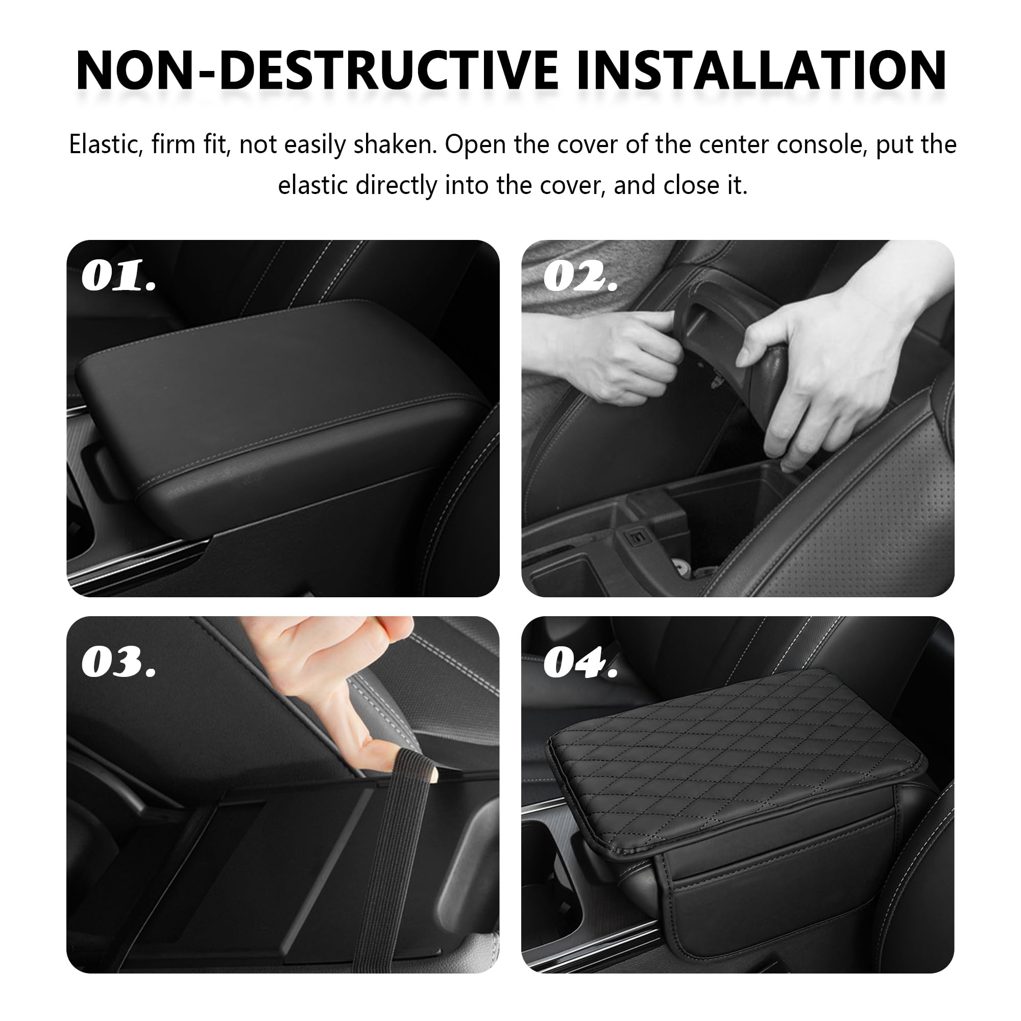 STHIRA® Premium Car Center Console Cover, High-Quality & Durable Car Armrest Cushion with 2 Mobile Pockets, Easy-to-Install Car Armrest Protection for Vehicle Armrest - Fits Most Cars and SUVs