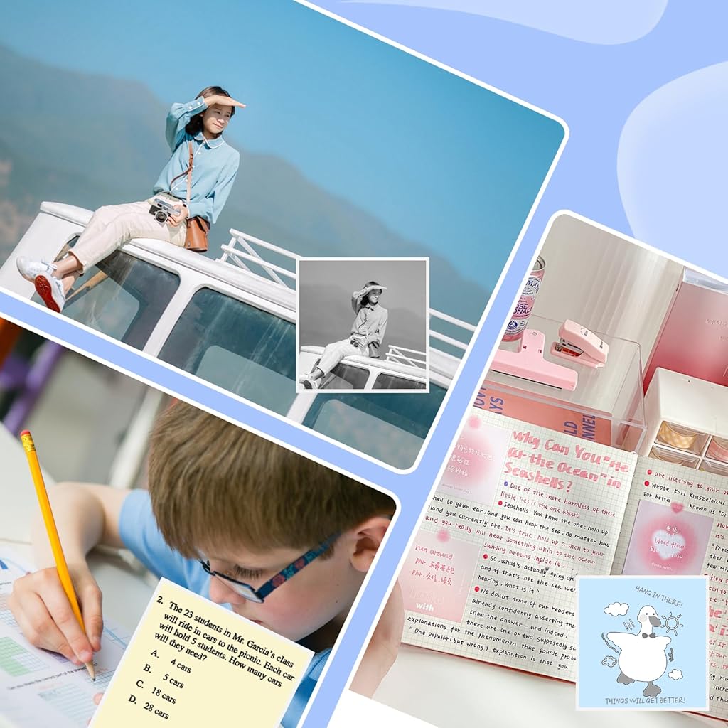 Zeitel® Colorful Adhesive Thermal Sticker Paper,Mini Pocket Printer Sticker Paper for Bluetooth Thermal Pocket Printer,Black Character on Pink/Blue/Yellow, 57 * 25mm,3 Roll 2 PCS