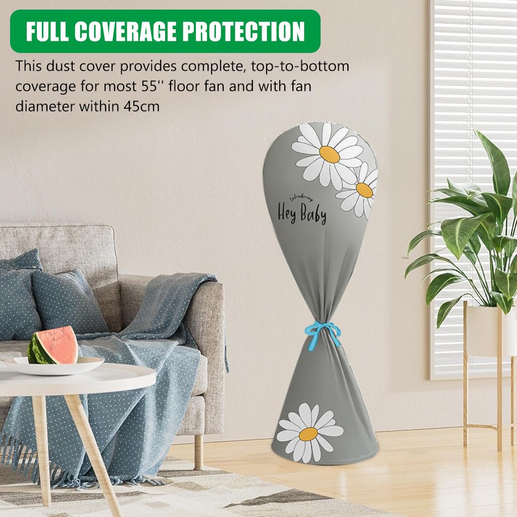 HASTHIP® Floor Fan Dust Cover Full Coverage Dust Cover Waterproof Dust Proof PEVA Dust Cover for Floor Fan 55'' Floor Fan Universal Fashion Print Dust Cover