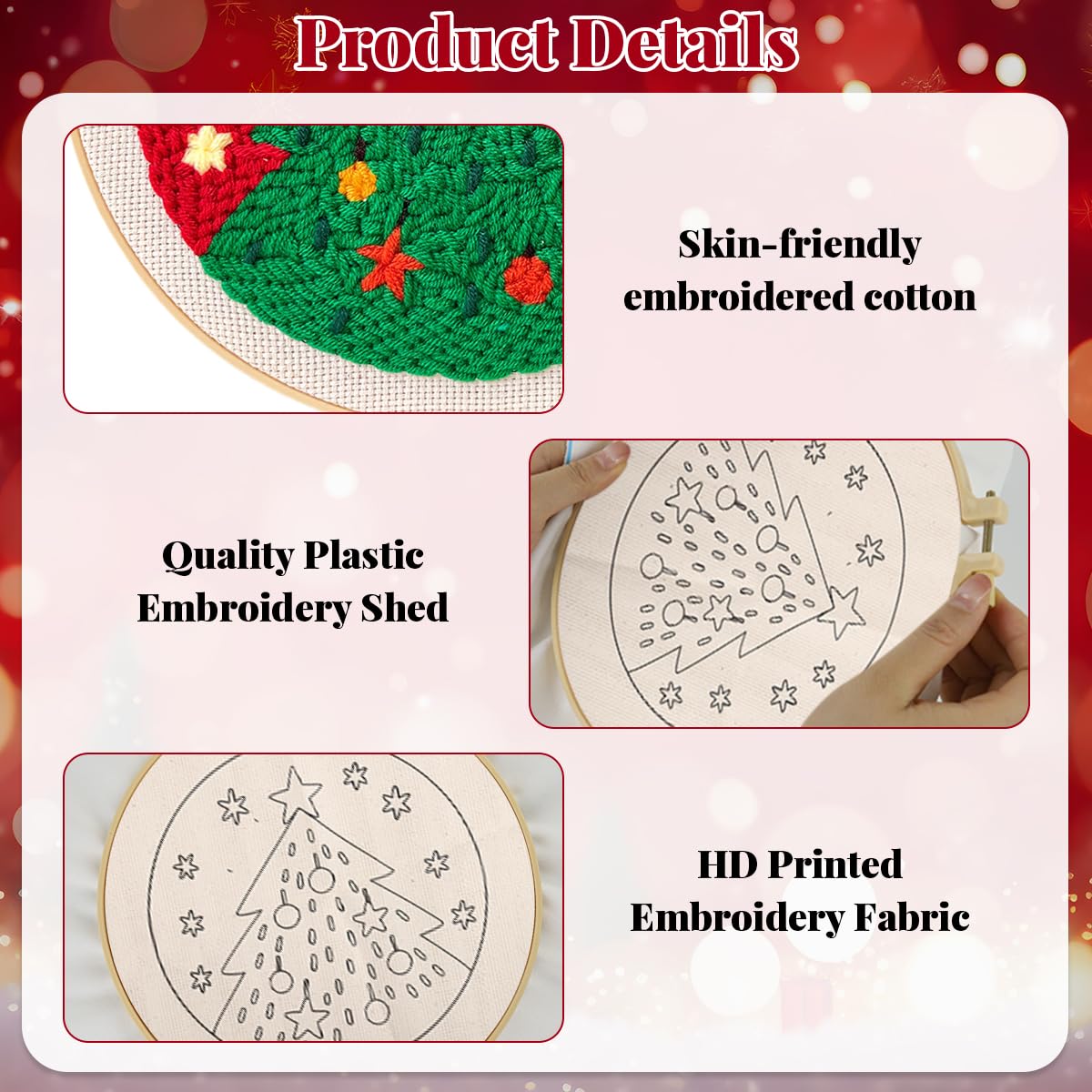 HASTHIP Punch Needle Set for DIY Christmas Tree Embroidery with Yarn and Hoop | Fun Craft Kit for Beginners and Kids