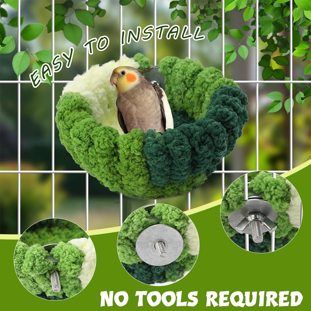 Qpets Bird Nest for Cage with Screw Mounted Design and Soft Plush Material | 17.5×8.5 cm Small Parrot Bed