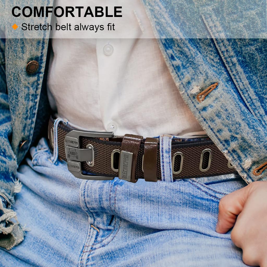 GUSTAVE Belt for Men with Pin and Tuck Alloy Buckle featuring 120 cm Adjustable Nylon Design | Brown Casual Outdoor Wear
