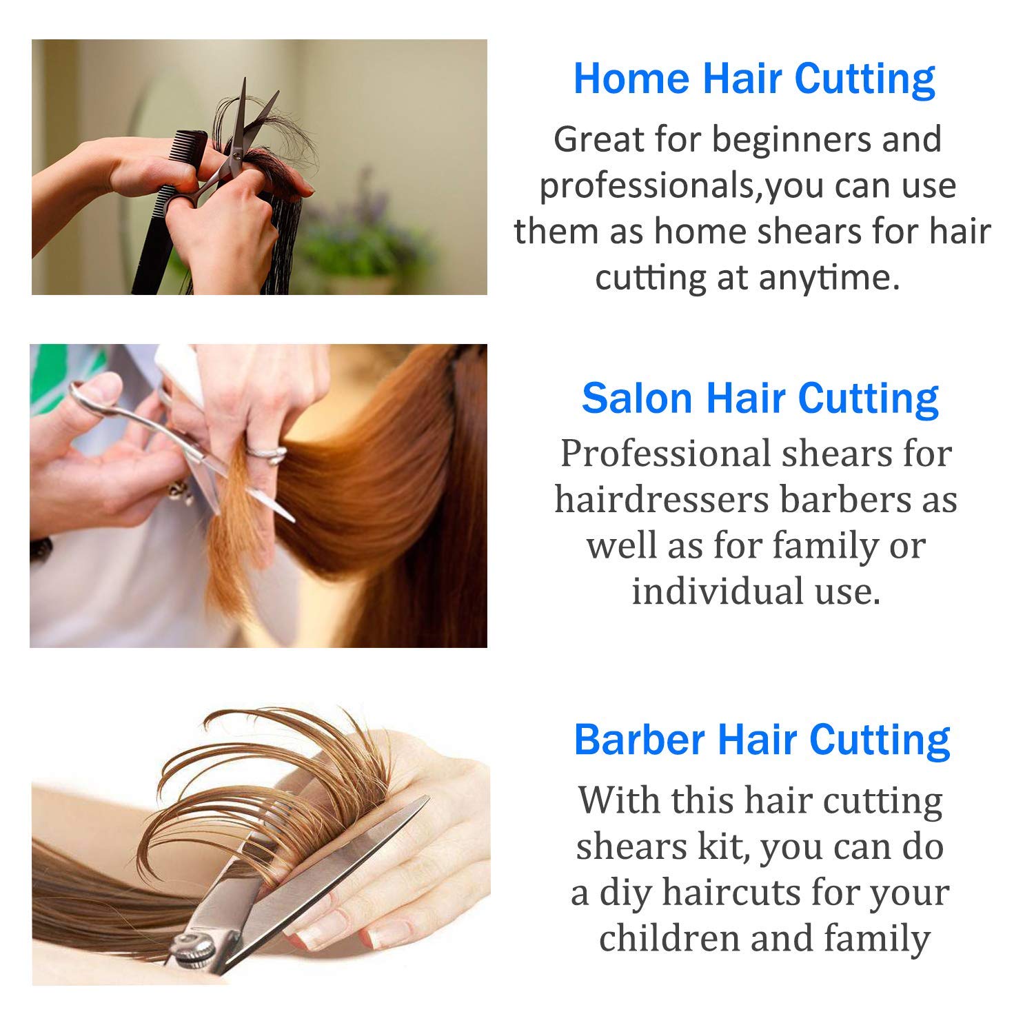 MAYCREATE Scissors for Hair Cutting with Adjustable Screw and Stainless Steel | 10 Pcs Set