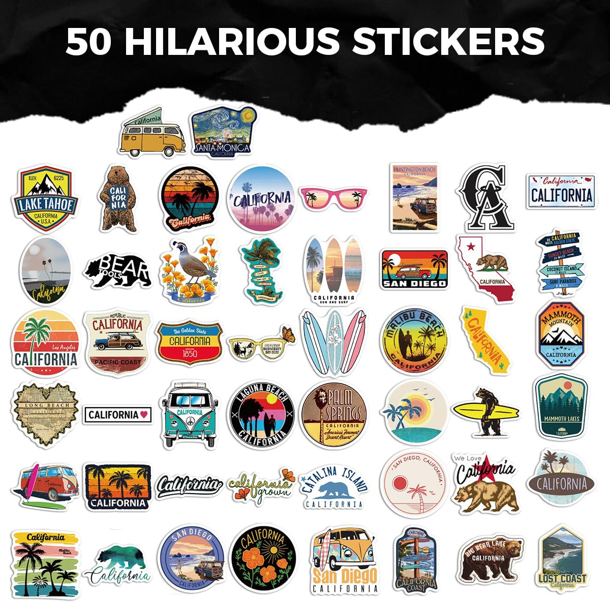OFIFO Travel Stickers Pack for Laptops and Scrapbooks featuring 50 Waterproof Vinyl Designs