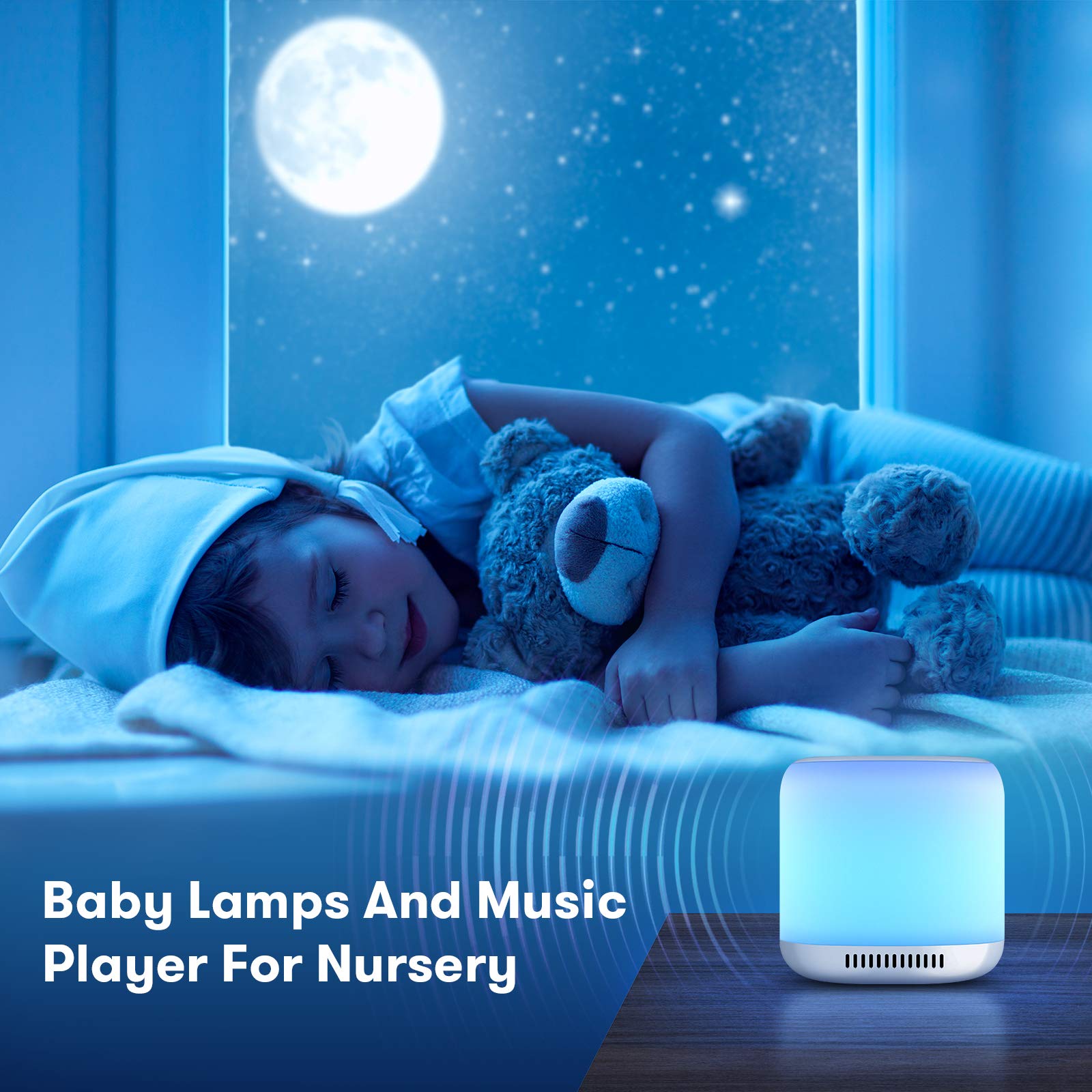 HASTHIP® White Noise Machine for Baby Sleep Aid 1800mAh LED Night Light White Noise Therapy Machine for Adults with 34 Natural Soothing Melody Adjustable 3 Timer Function White Noise Sounds Machine