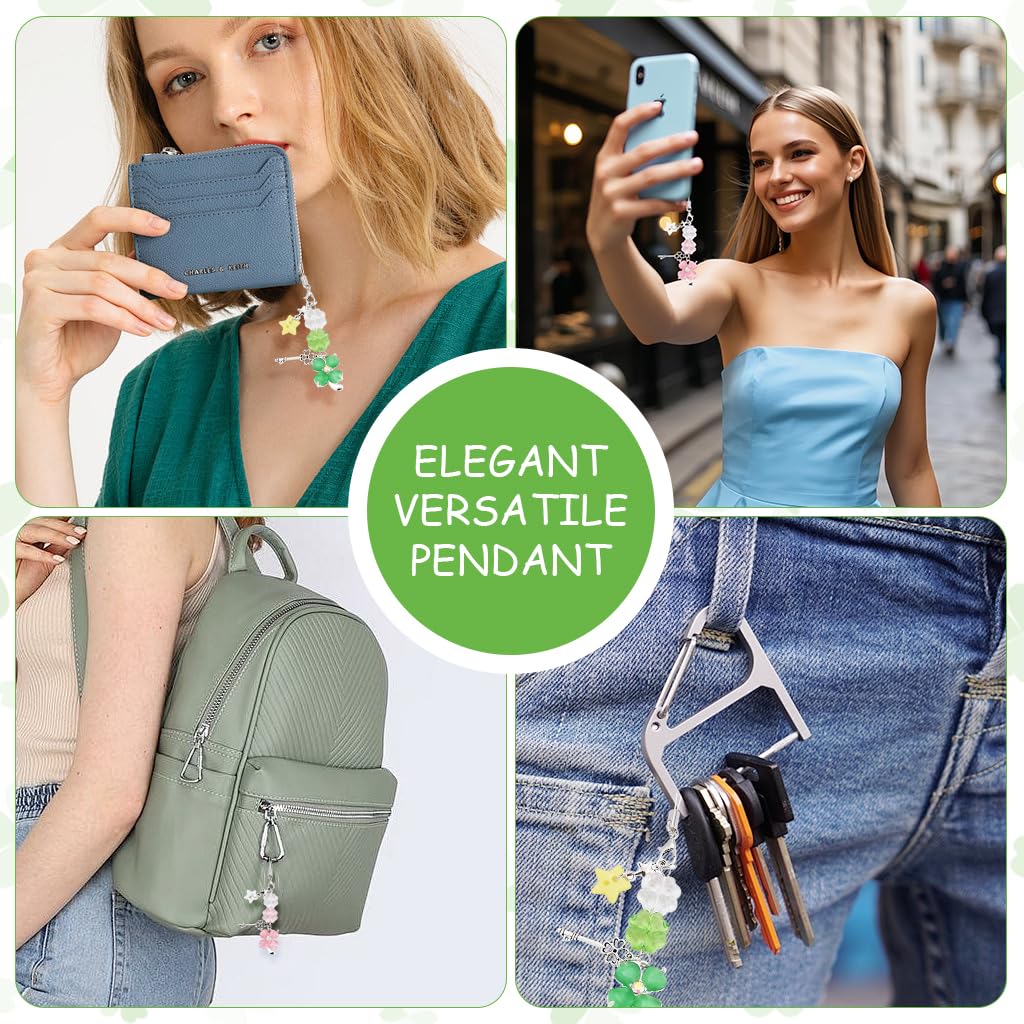 ZORBES Phone Charms Set for Girls with Four Leaf Clover Design and Acrylic Build | 2Pcs Gift