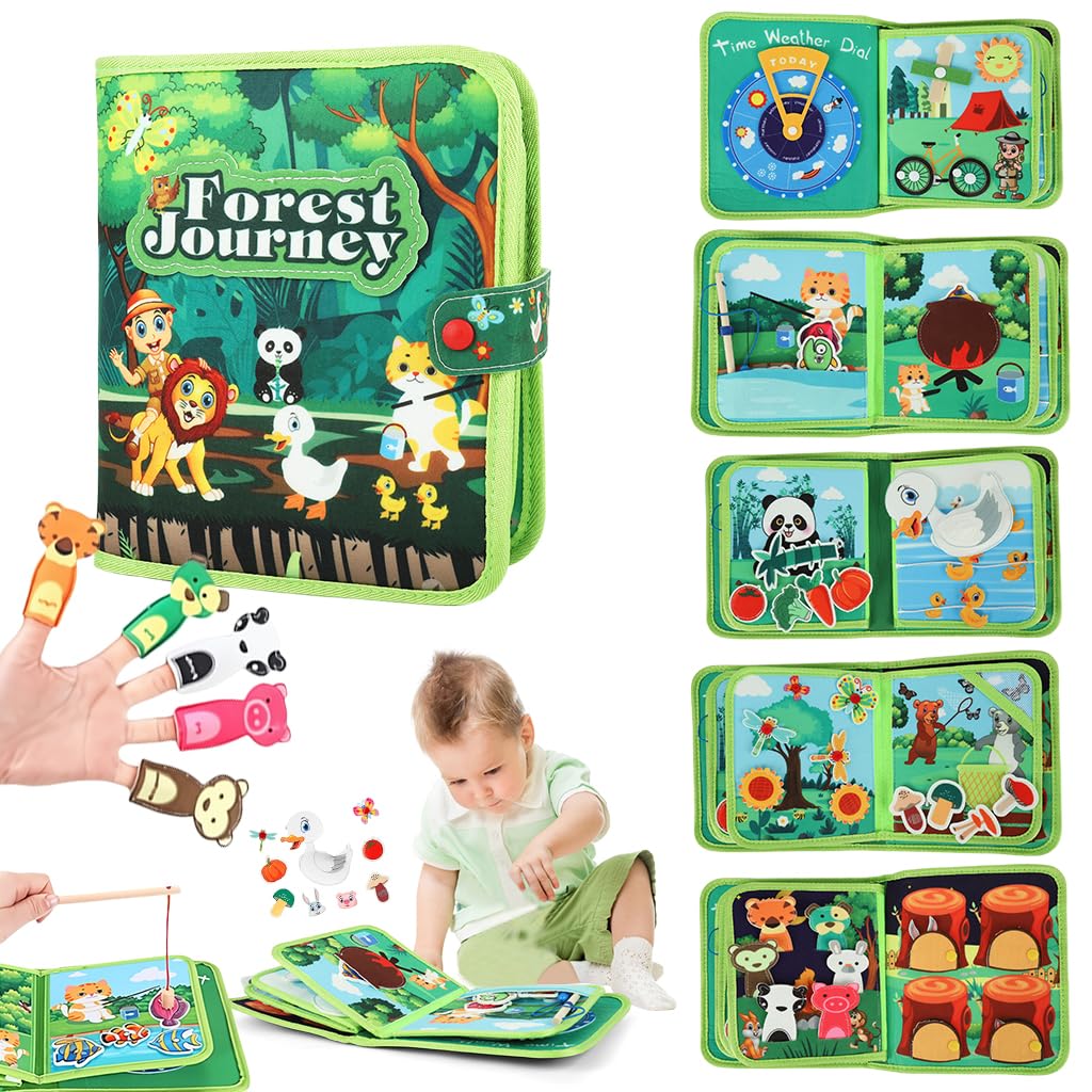 SNOWIE SOFT Busy Board for Toddlers featuring Forest Theme Felt Pages and Portable Travel Design | Montessori Sensory Toy for Kids 1–4