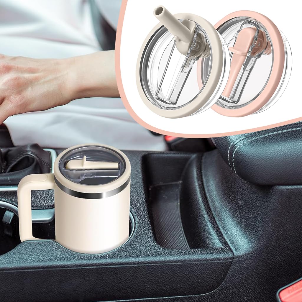 HASTHIP Flip Straw Lid Replacement for 40oz Stanley Cup with Leak Proof Seal and BPA Free Plastic | 2 Pack Reusable Tumbler Cover