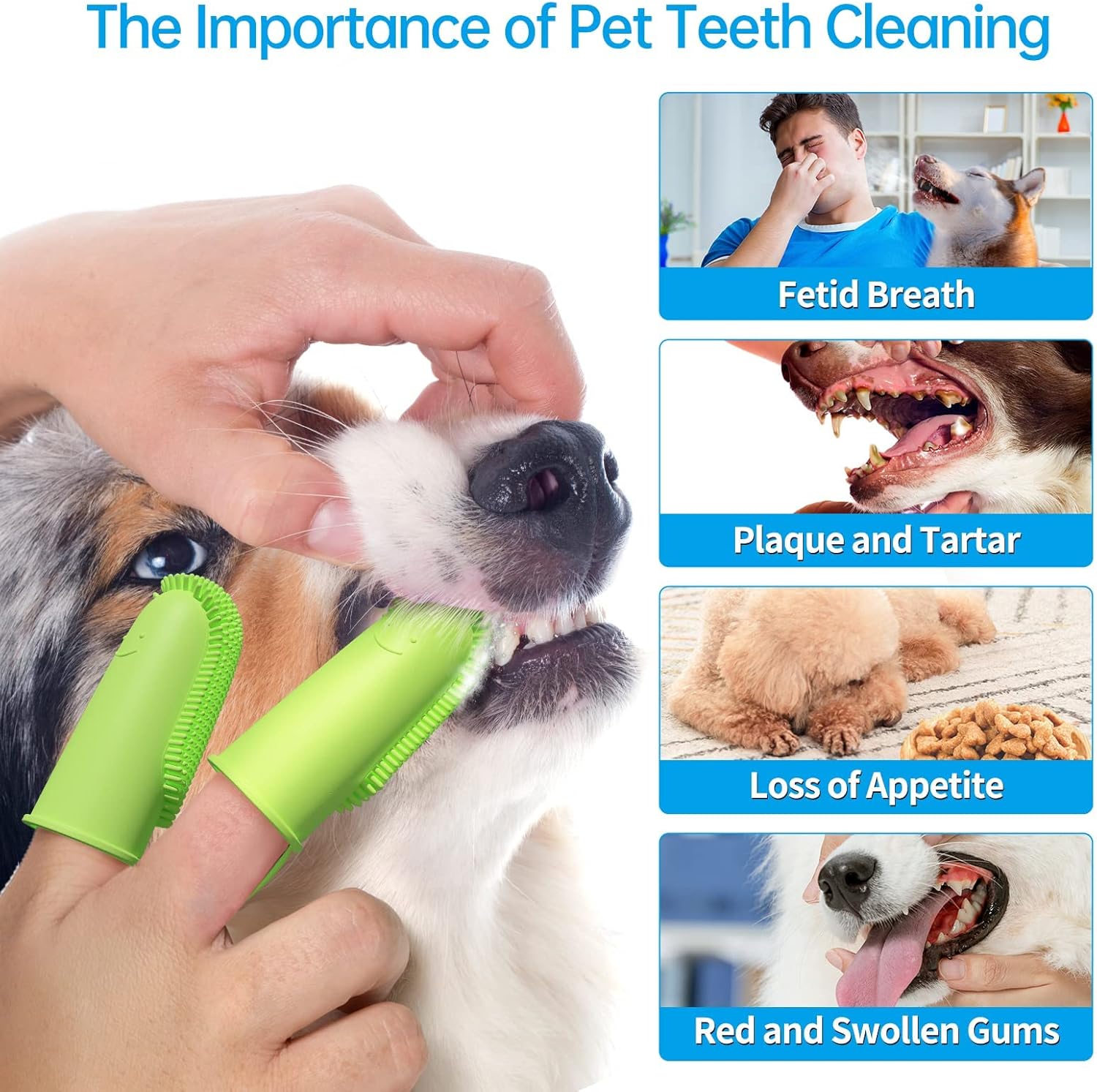 ZIBUYU® Dog Toothbrush, Finger Toothbrush Set