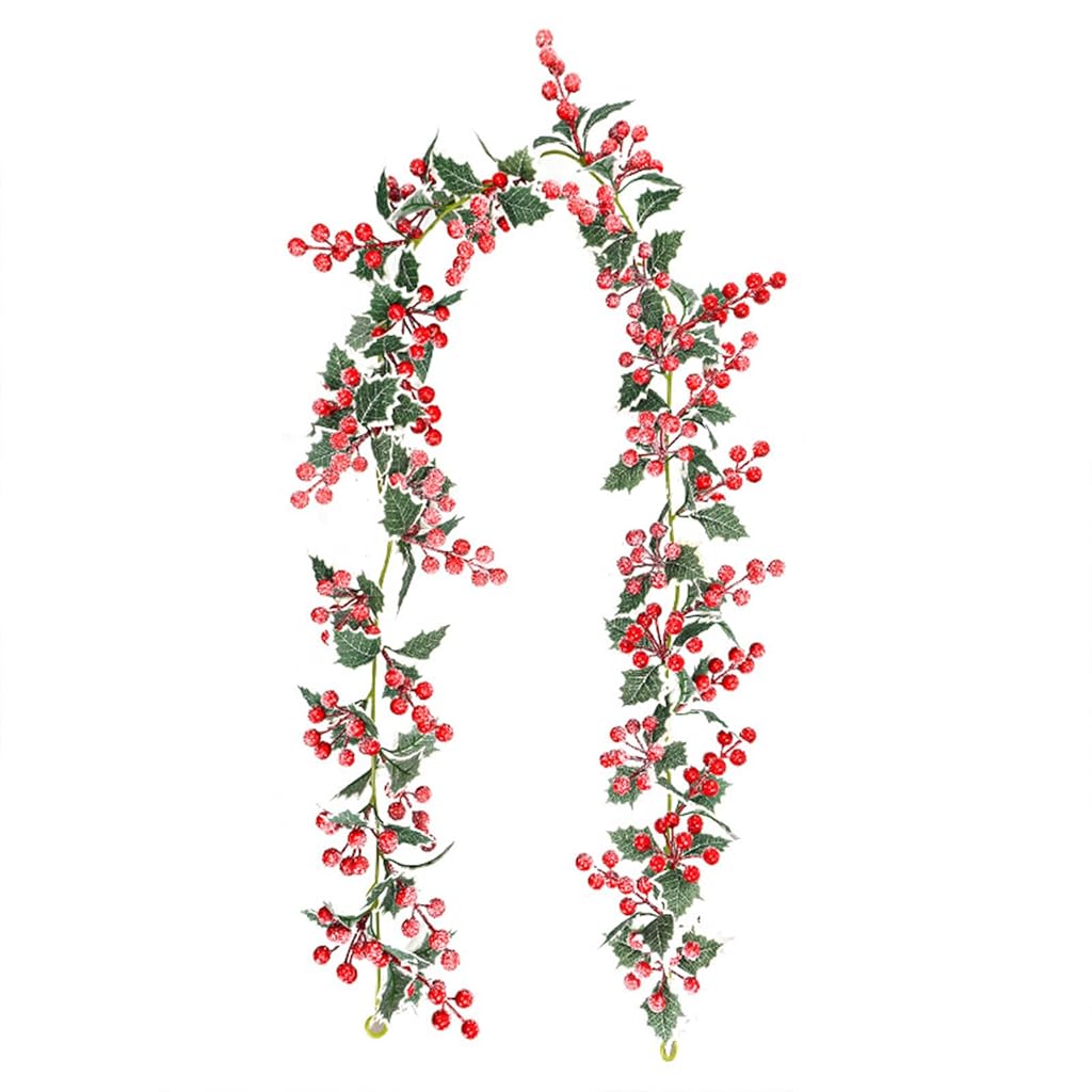 HASTHIP® 5.7ft Frosted Red Christmas Berry Garland