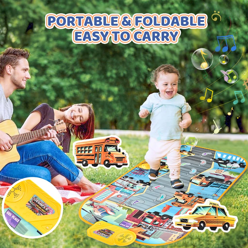 PATPAT Piano Keyboard Musical Mat for Kids 1–6 Years with 9 Sounds and 6 Play Modes | 33.86×20.47 in Foldable Educational Toy