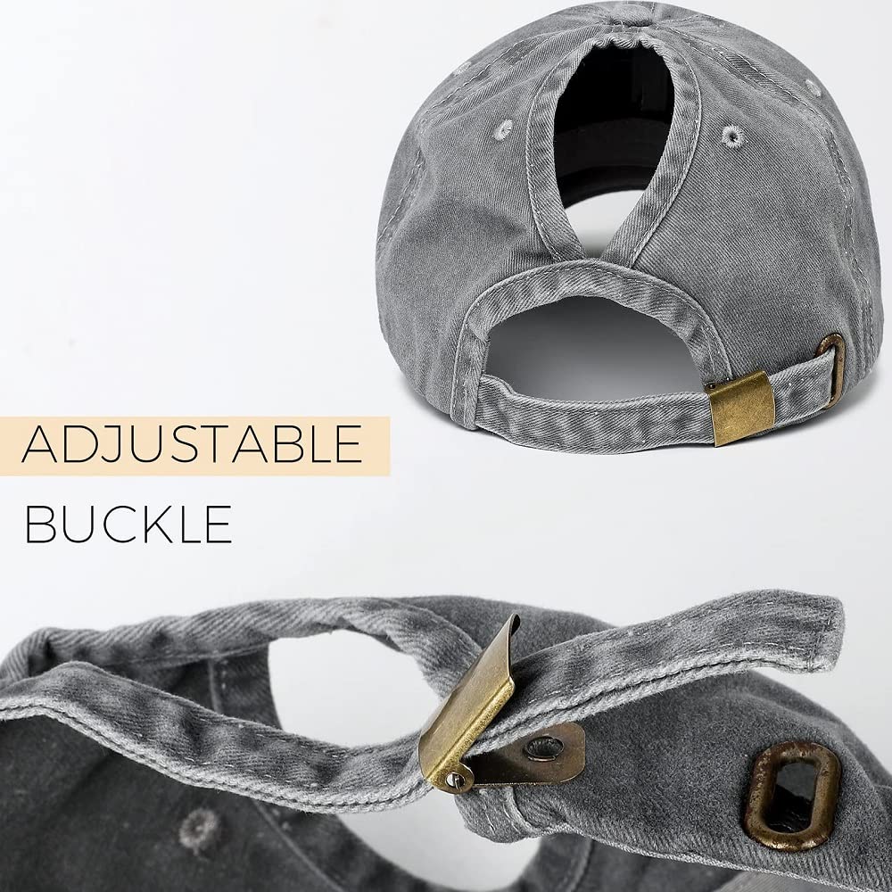 PALAY Womens Baseball Cap for Everyday Wear with Ponytail Hole Adjustable 54–60 cm Cotton Grey