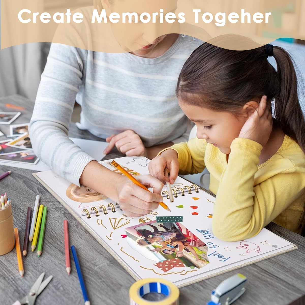 HASTHIP Photo Album Scrapbook for Memories with 40 Blank Pages and Spiral Hardcover | 10 Inch DIY Gift Book