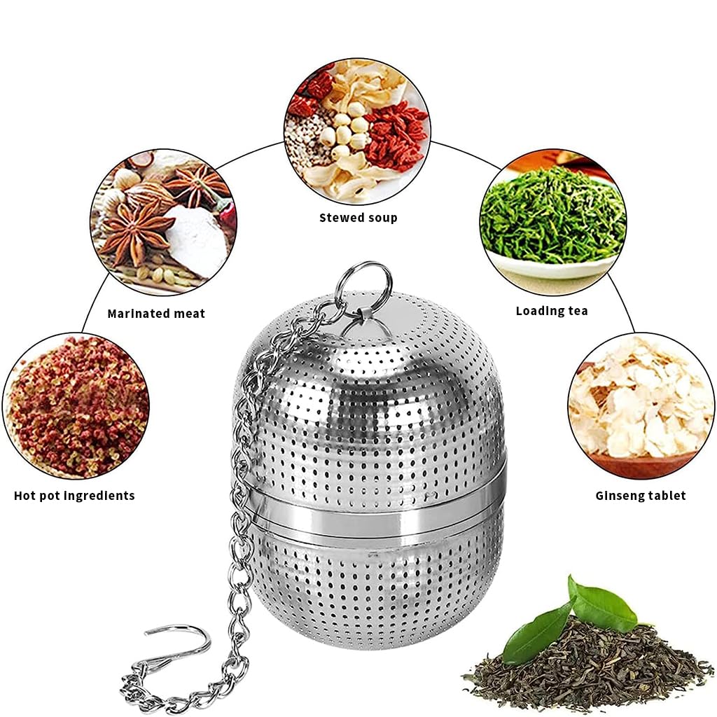 Supvox® Tea Infuser 304 Stainless Steel Tea Strainer with Lift Chain & Tray Tea Filter for Loose Tea, Chamomile, Green Tea Loose Leaves 2.1 inches Fine Mesh Strainer for Teapots, Cups, Mugs