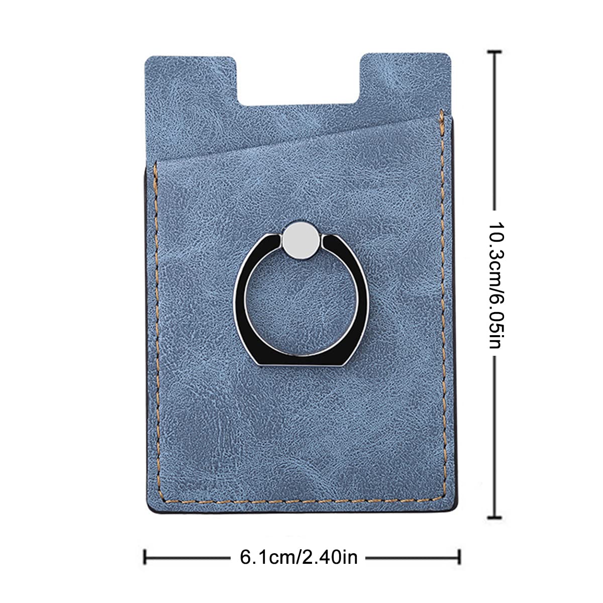 ZORBES® Phone Card Holder for Smartphones with Finger Ring Stand-Slim Card Pocket -Blue2