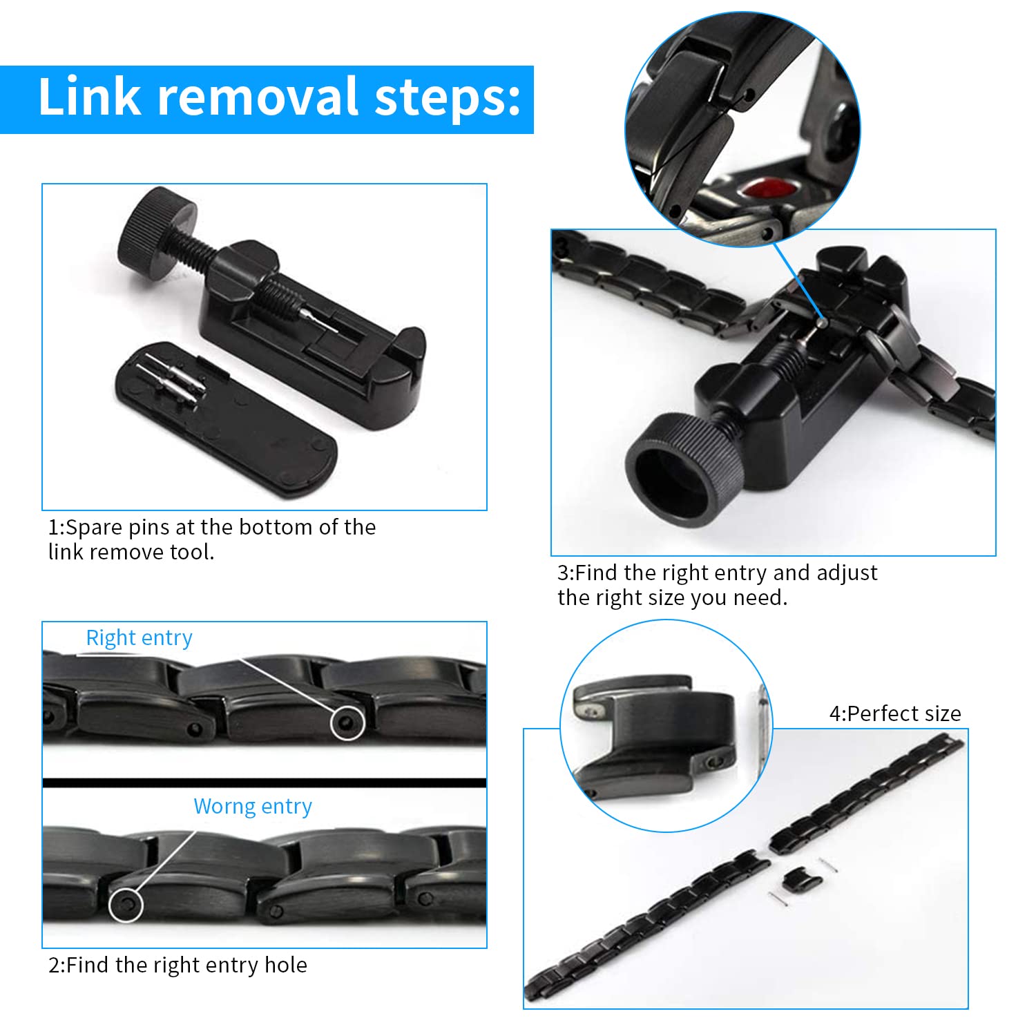 SANNIDHI Magnetic Therapy Bracelet for Pain Relief with Titanium Steel 8.54 in Black | Adjustable for Men and Women