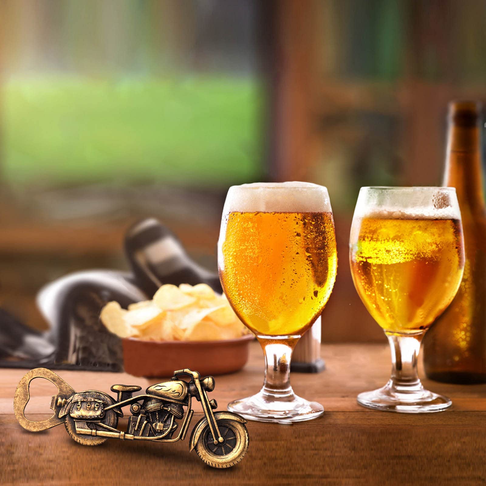 HASTHIP Motorcycle Bottle Opener for Beer with Non Slip Handle and Zinc Alloy Craft | 12.6×5.1×0.5cm Gift for Dad