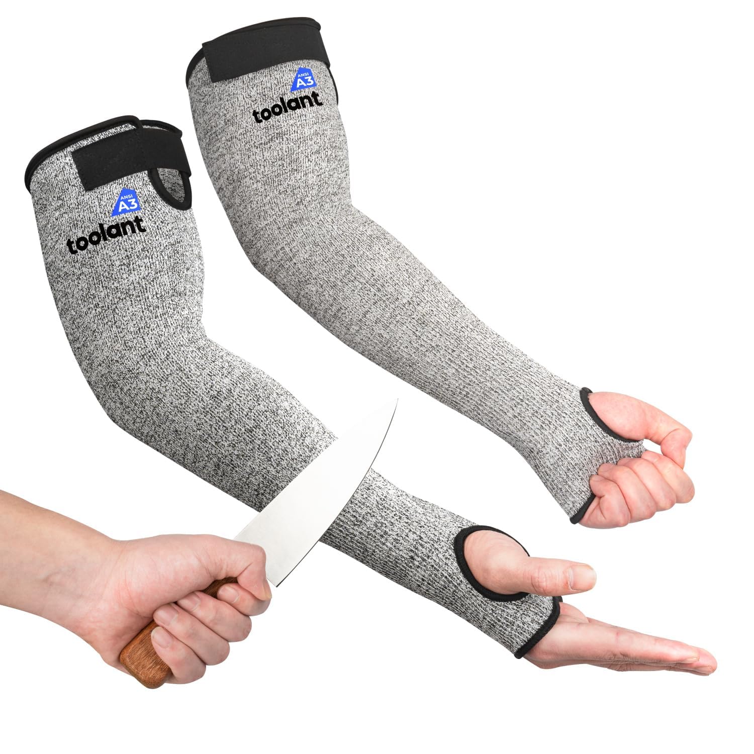 Serplex Cut Resistant Farmers Sleeves for Gardening and Welding with Thumb Hole | Grey Arm Protectors for Thin Skin and Bruising