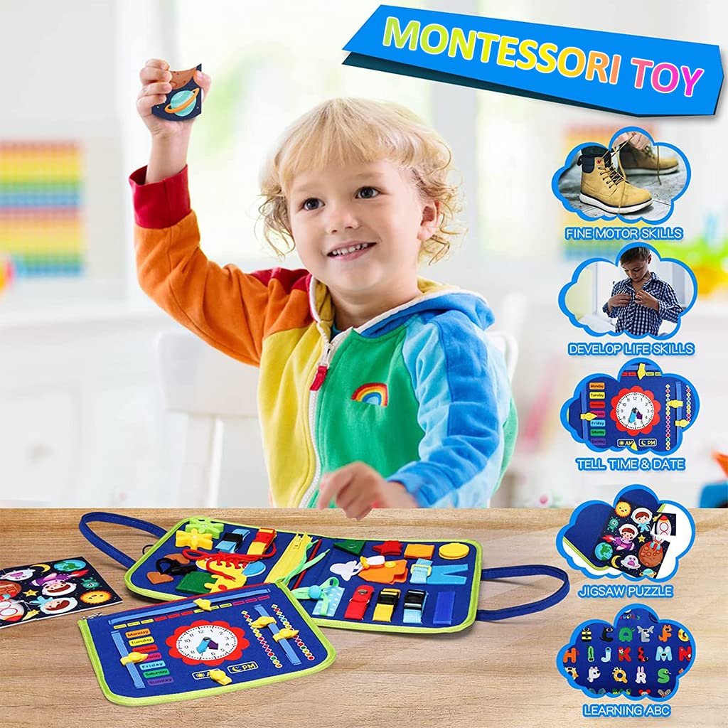 PATPAT Busy Board for Toddlers featuring 8 Themes in 1 Montessori Toy with Soft Wool Design | Travel Activity for Kids 1–4