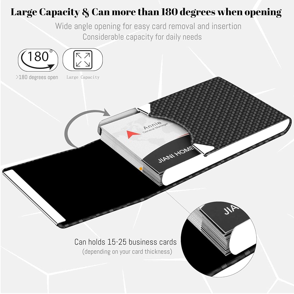 ZIBUYU® Business Card Case Holder Metal Visiting Case Classy for Women Men PU Leather Wallet Slim with Magnetic Clasp 20 Cards 6x9.5cm Black 3PCS