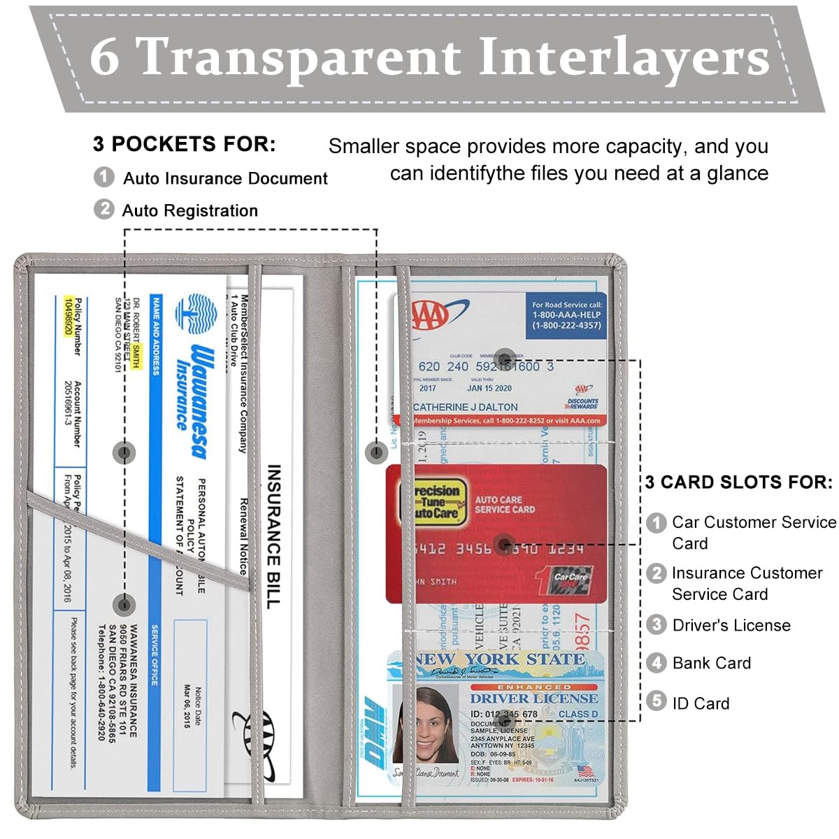 STHIRA Car Document Holder for Registration and Insurance with Bifold Design | 2 Pack PU Leather Organizer
