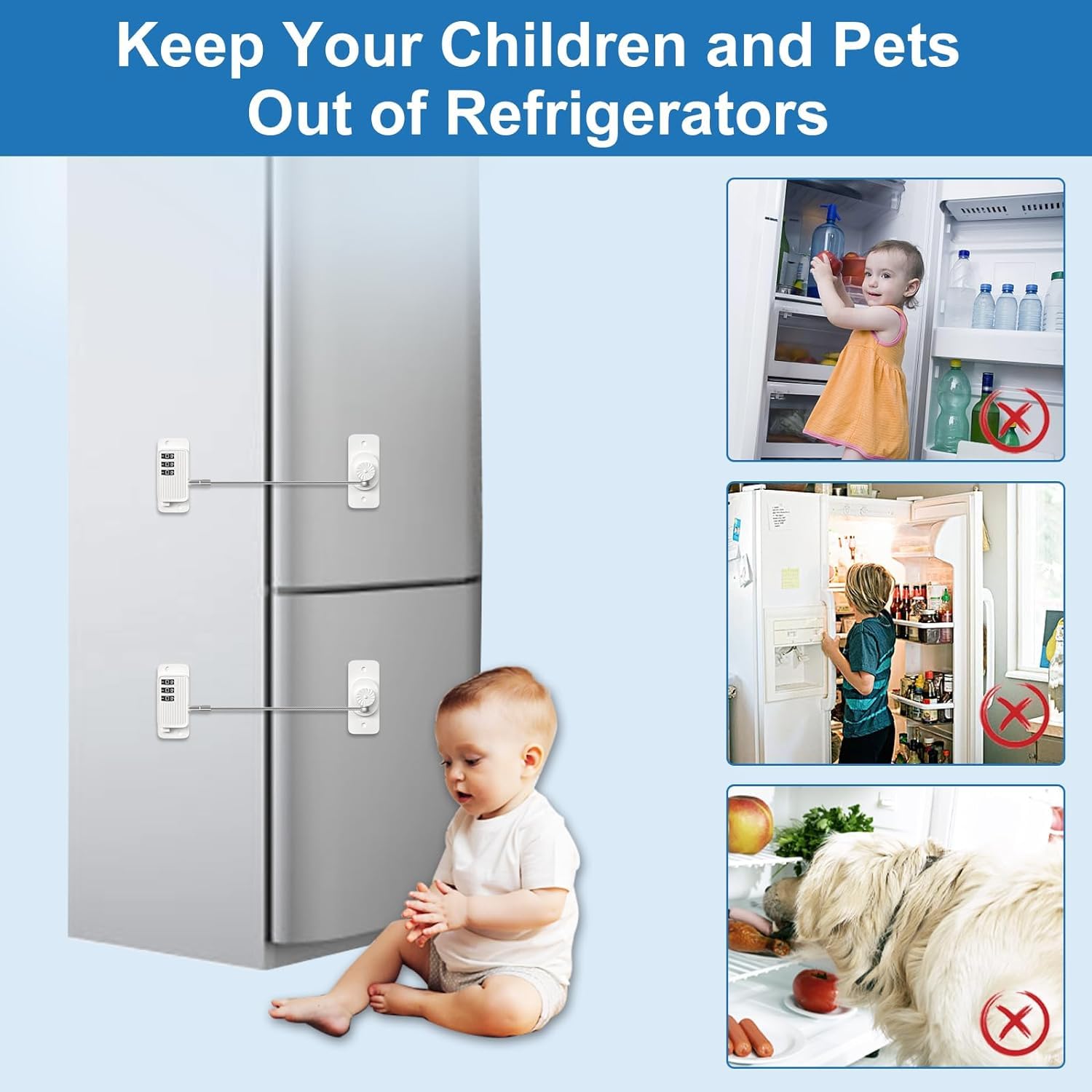 SNOWIE SOFT Safety Door Lock for Kids and Cabinets with Hex Key Design | 180mm Stainless Steel Chain Guard