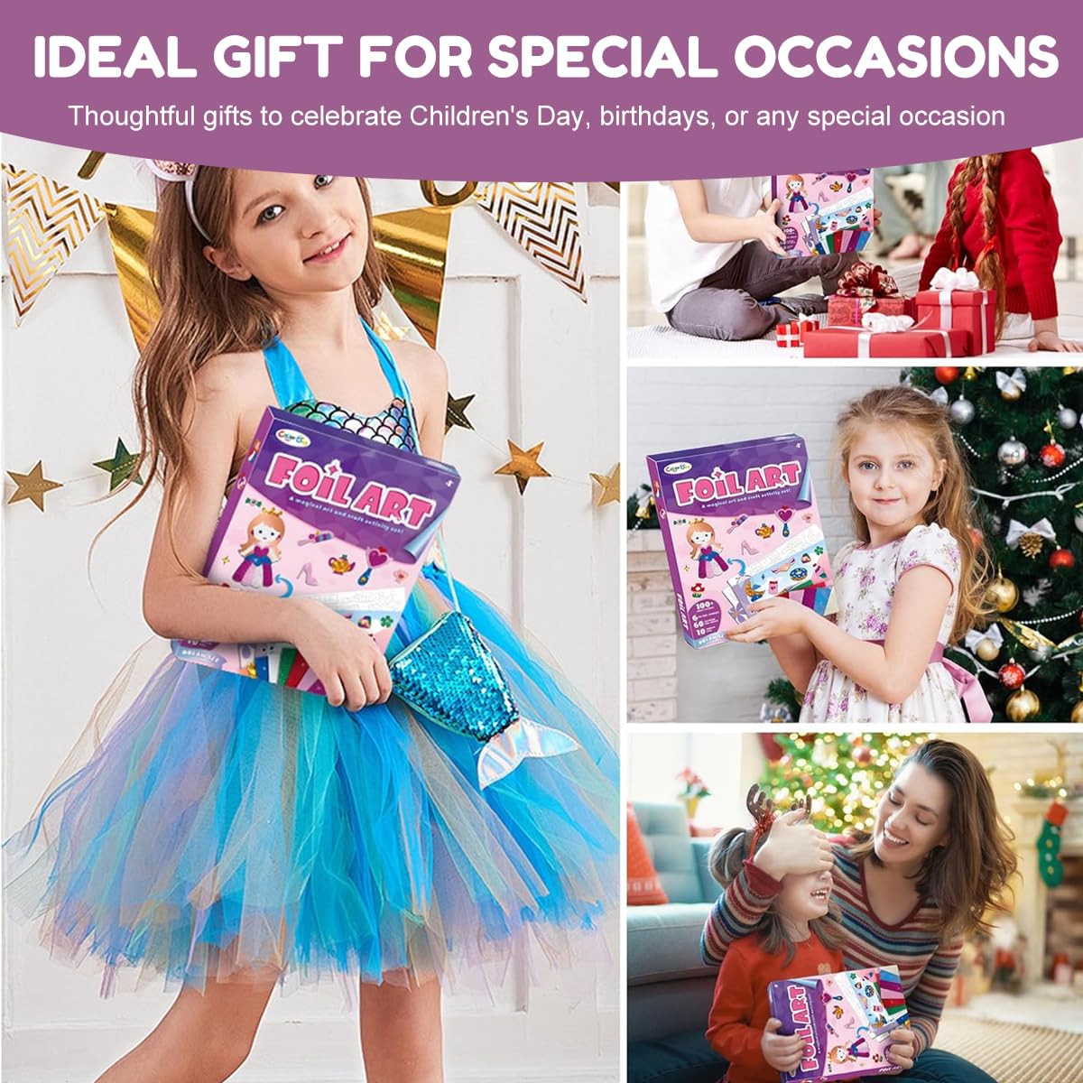 PATPAT Foil Art Kit for Kids Ages 4-8 with Peel and Stick 3D Designs | Creative Gift Idea