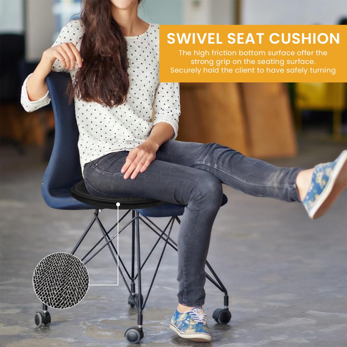 STHIRA Rotating Car Seat Cushion for Mobility Support featuring 360° Swivel and 16.54 in Design | Double Layer Soft Padding with Anti Slip Insert