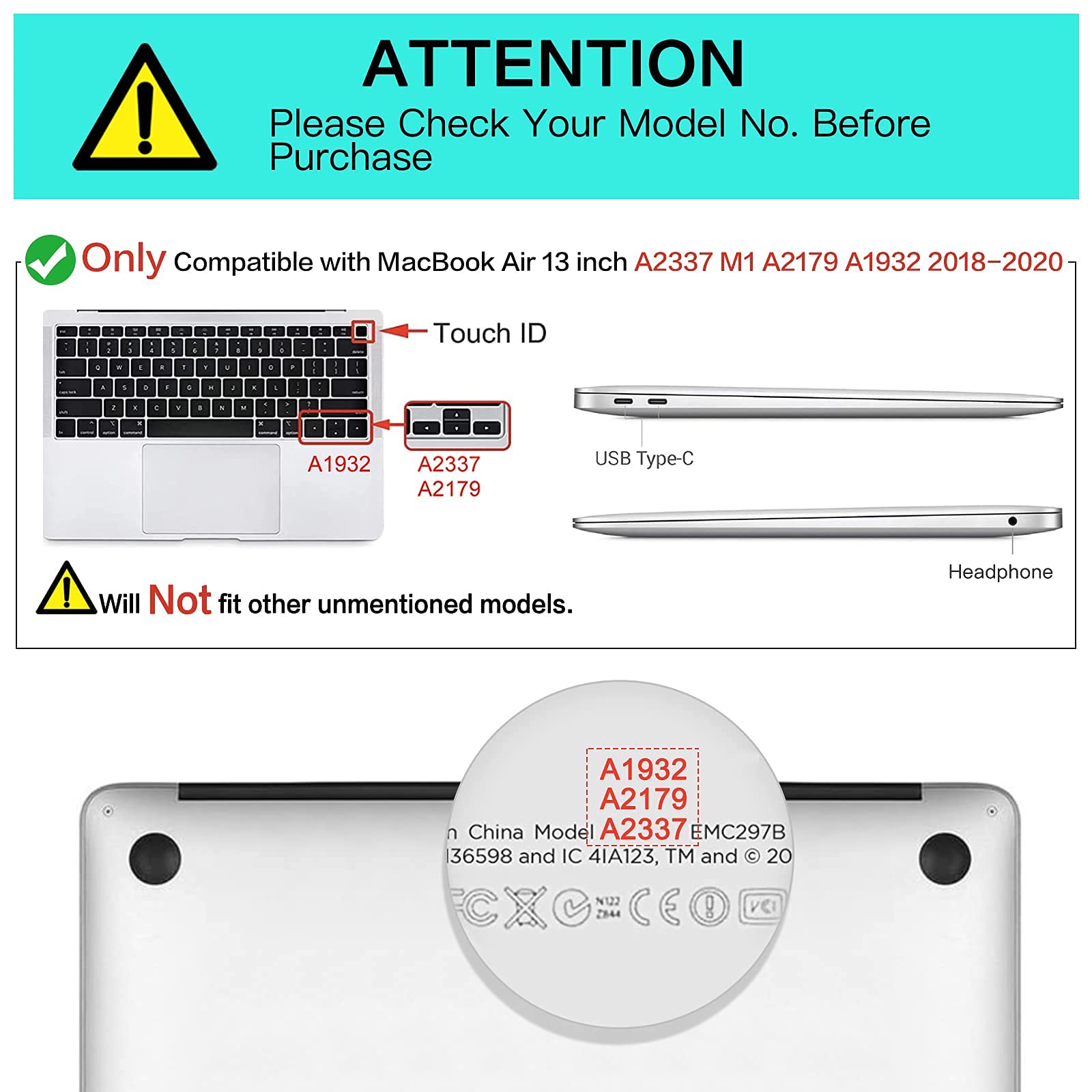 Verilux® Laptop Cover 13.3 inch for MacBook Air M1 Case Cover Laptop Case Compatible with 2020/2019/2018 MacBook Air M1 A2337 A2179 A1932 MacBook Air Case Waterproof Laptop Protector Hard Case