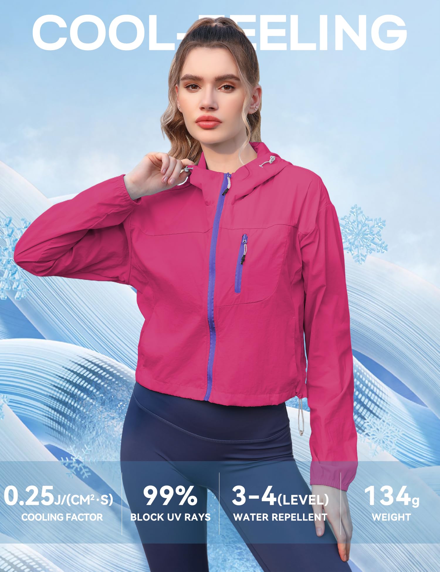 Venzina Sun Protection Jacket for Outdoor with Back Air Vent and Chest Zip Pocket | Hot Pink