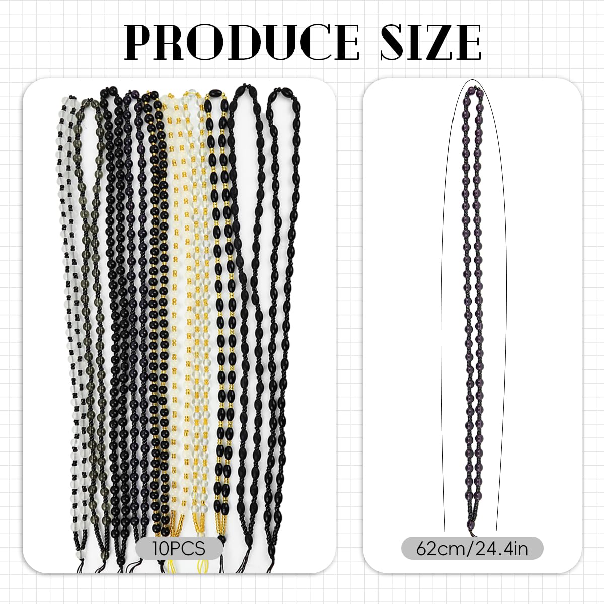 Zibuyu Glass Healing Beads Necklace Set for Meditation and Style | 10Pcs White Black Clear Beads