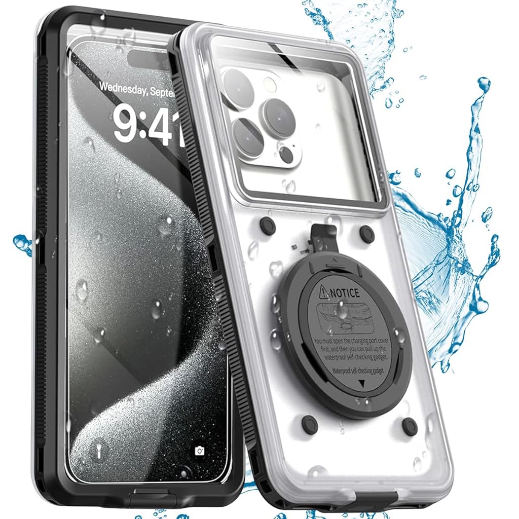 ZORBES Phone Case IP68 Self-Check Waterproof Phone Case with Clear Camera Window & Touch Screen Support Underwater Photography Universal Snorkeling Phone Cover Case for 4-7 Inches Phone