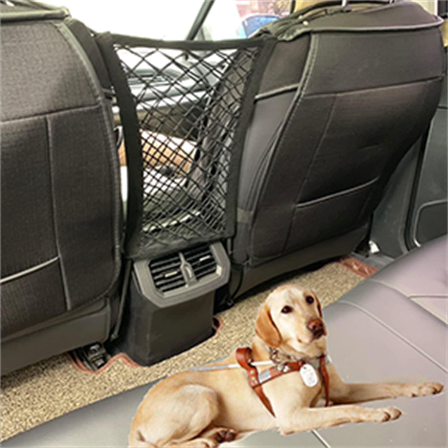 STHIRA Car Mesh Organizer for Seat Back Storage with Braided Elastic Net 30×25cm | Easy Buckle Installation