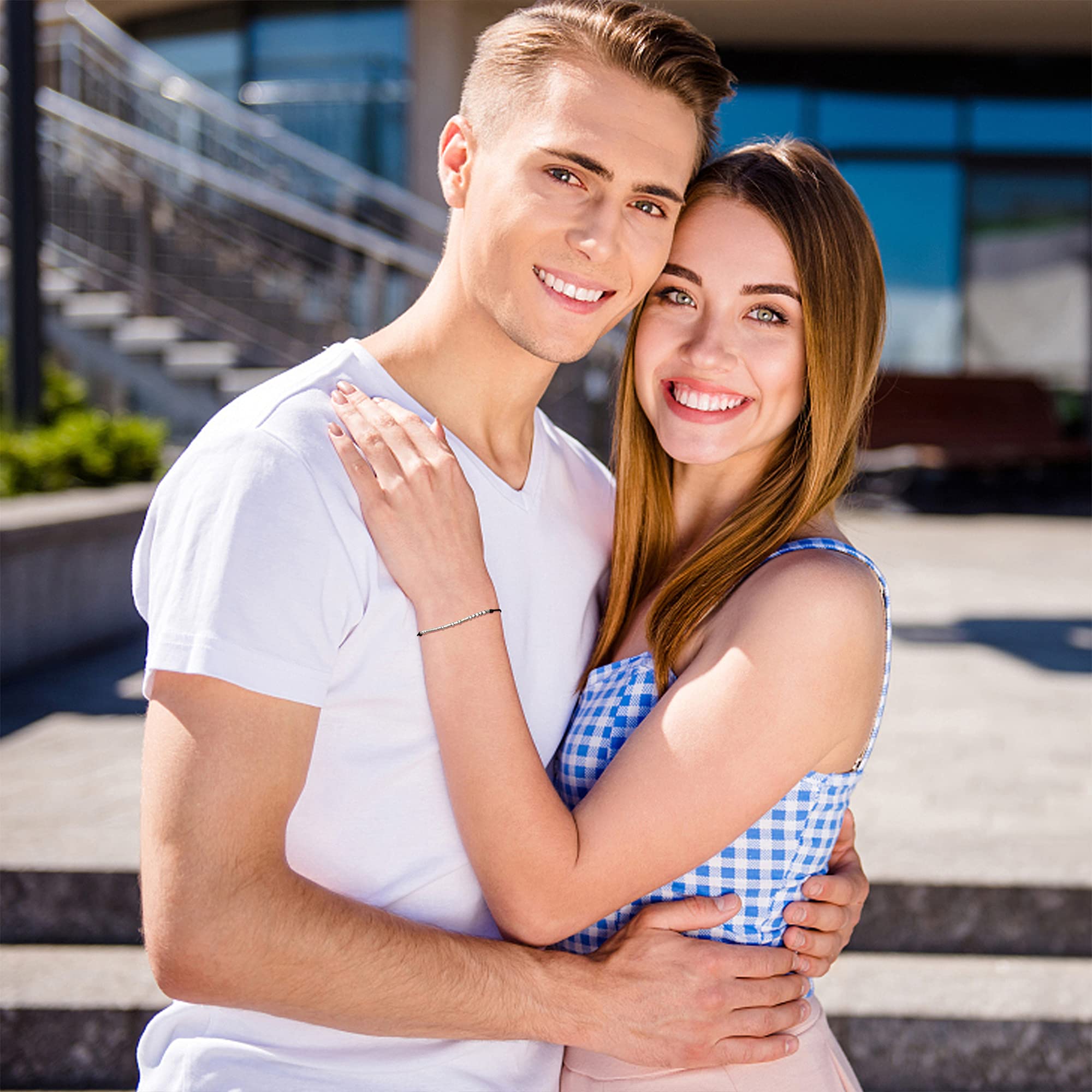 Zibuyu Couple Bracelet for Women and Men featuring Adjustable Morse Code Design 6PCS | Stainless Steel and Soft Rope Gift Set