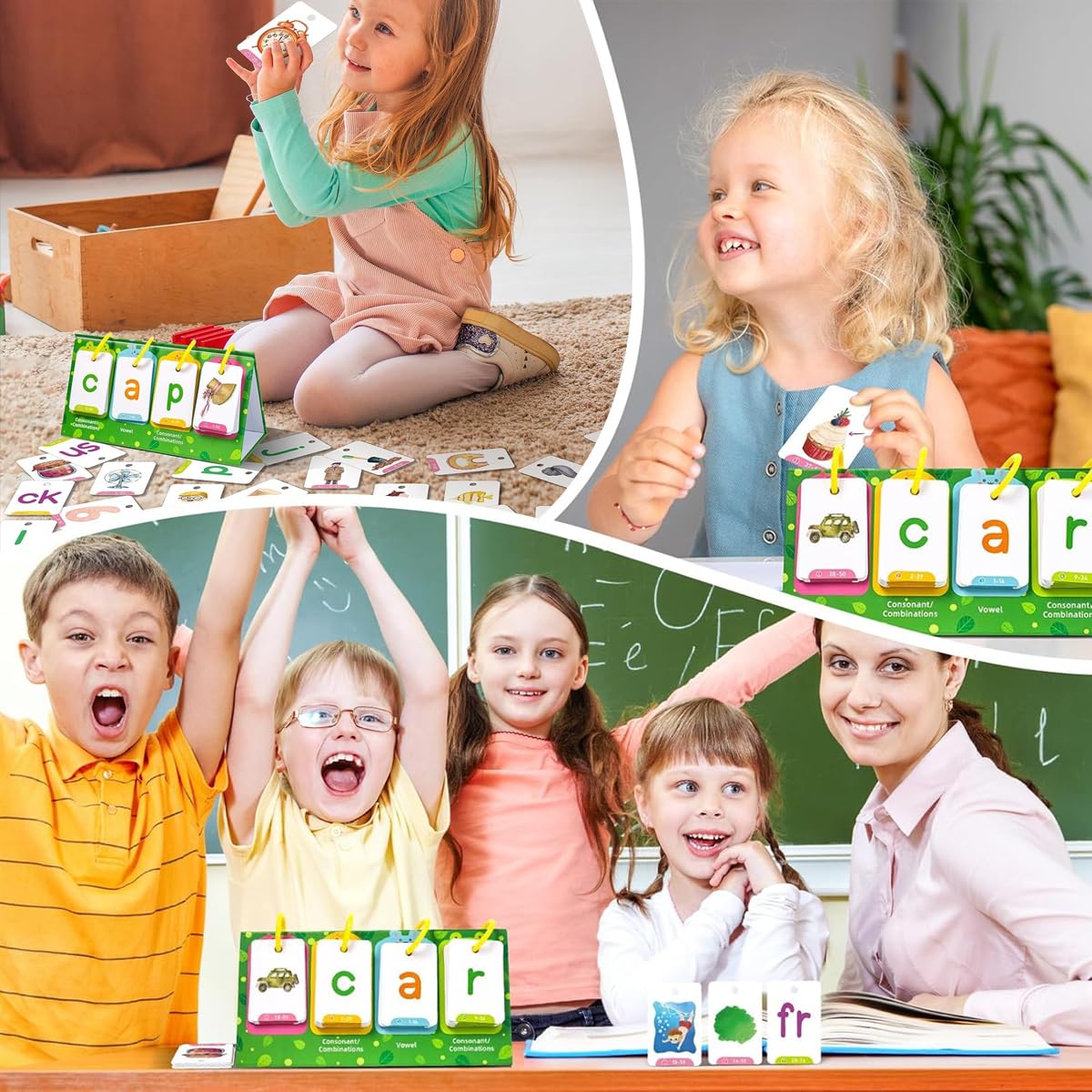 PATPAT Flash Cards for Preschool Learning featuring Double Sided Design and Triangle Stand | Safe Phonics Practice for Kids