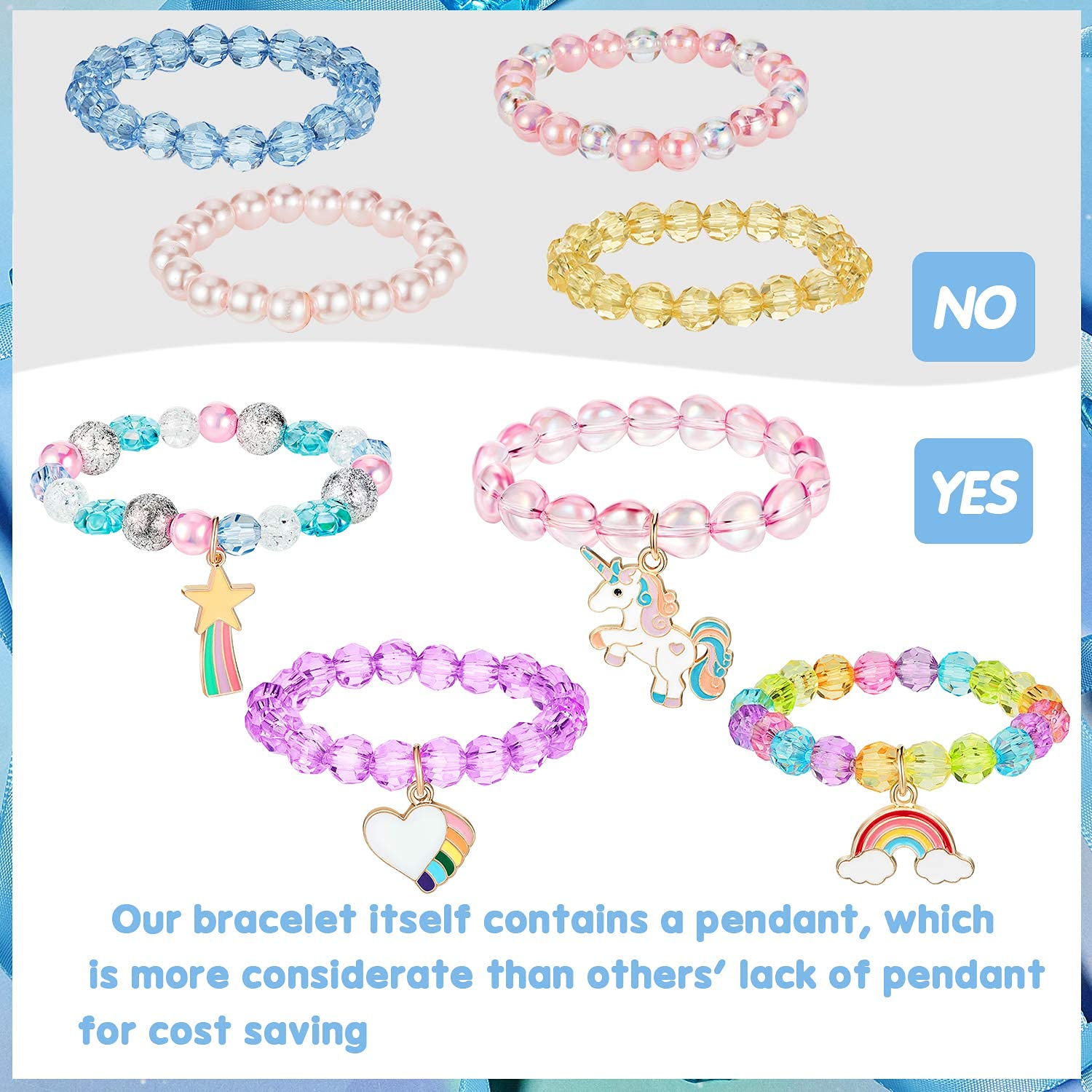 PALAY Unicorn Bracelet Set for Kids with 27 Crystal Beaded Pieces | Ideal Birthday Gift