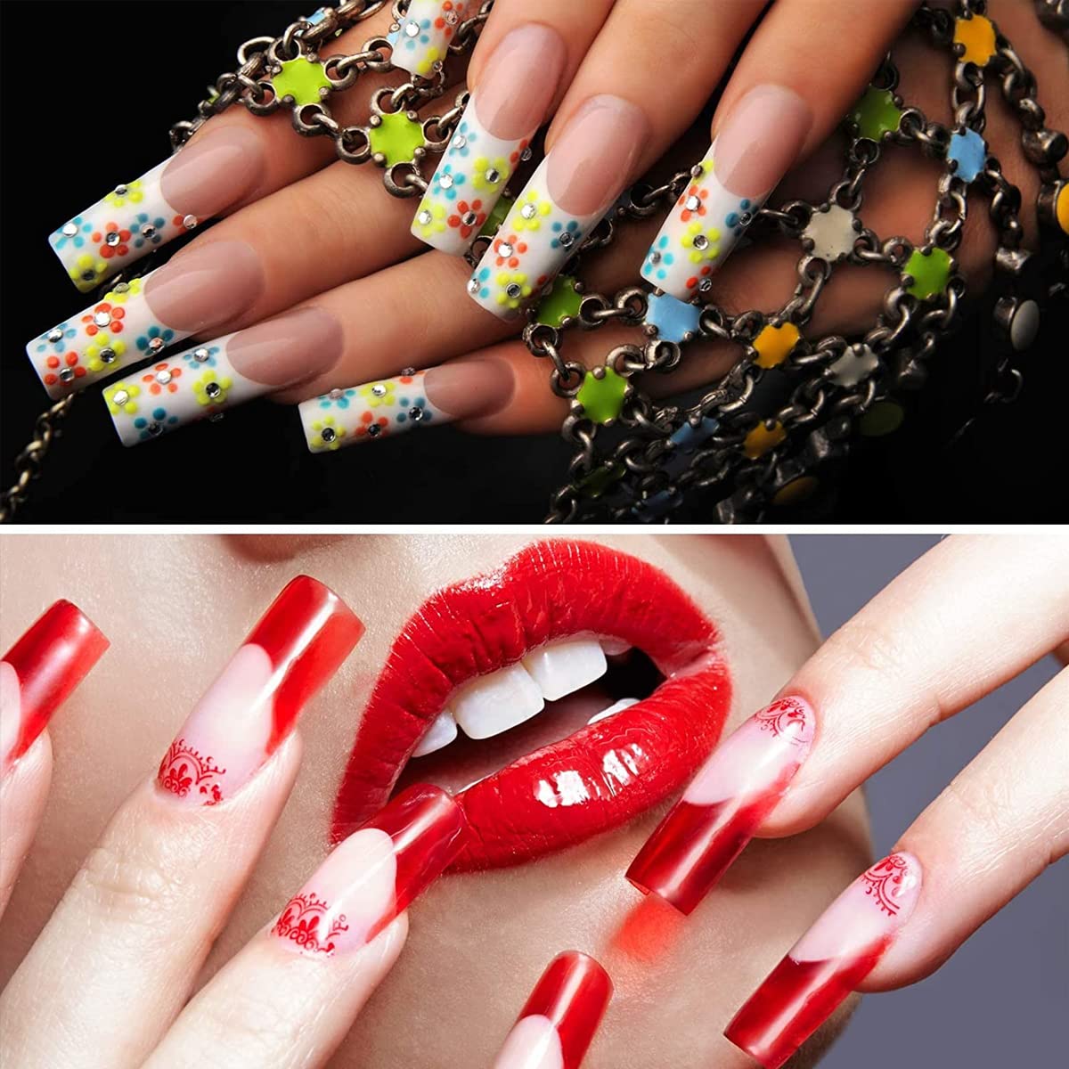 ZIBUYU Nail Forms Kit for DIY Nail Extension with 100 Pcs Dual Mold Tips and Gel Brush Pen