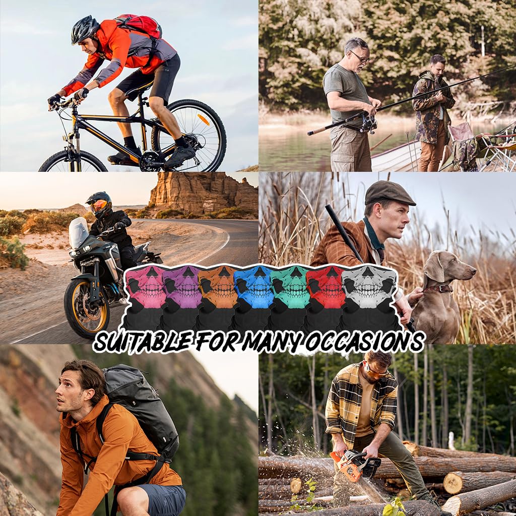 STHIRA Face Mask for Bikers 7 Pcs Set for Halloween with Quick Dry Breathable Soft Polyester | UV Protection for Men