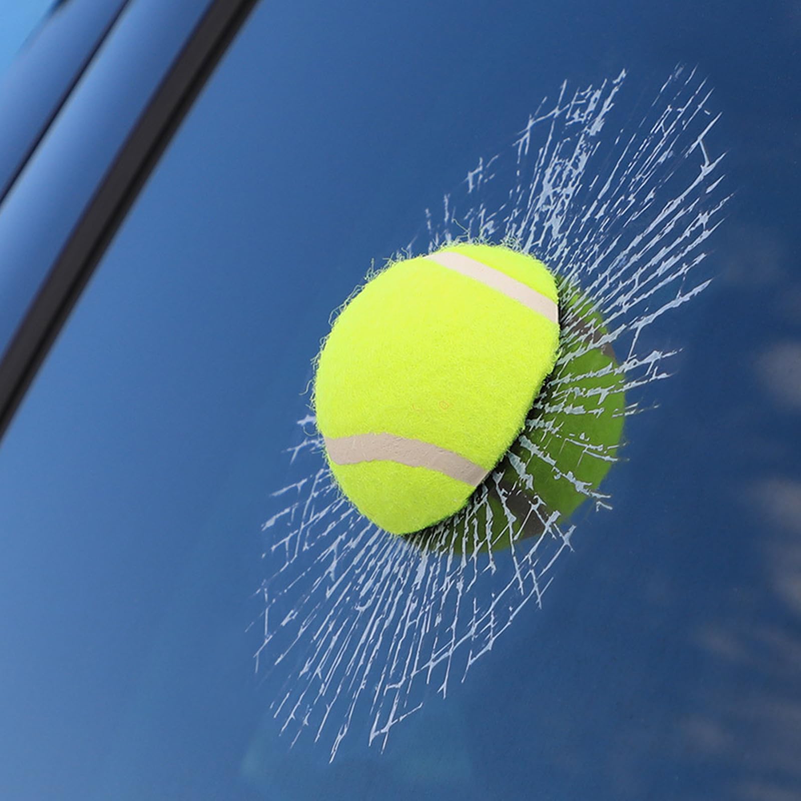 STHIRA® 3D Prank Tricky Broken Glass Sticker Car Window Ball Hits Self Adhesive Funny Car Stickers