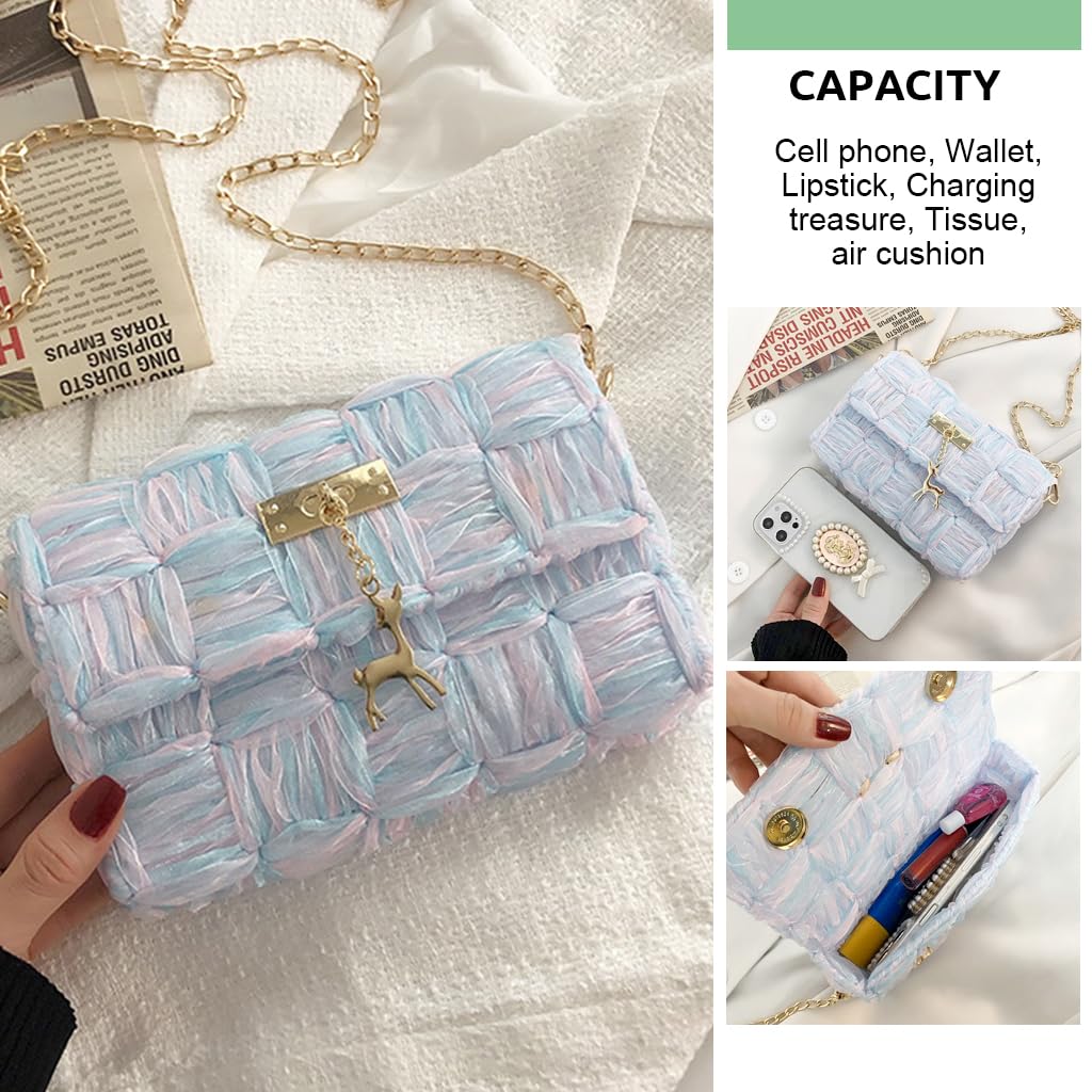 HASTHIP Plastic Mesh Canvas Sheet for Bag Making with Golden Chain & Acrylic Yarn Kit | 3PCS DIY Crochet Craft Set