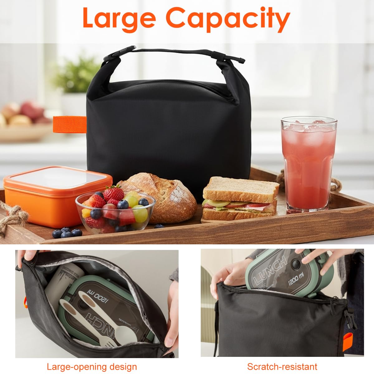 HASTHIP Insulated Lunch Bag for Work, School and Picnic with Quick-Release Buckle Handle | Waterproof Minimalist Tote