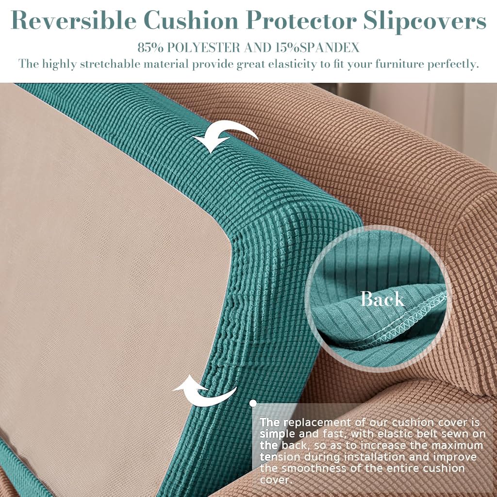 HASTHIP Sofa Seat Cushion Slipcover for 50–70cm Pads with Stretchy Slip‑On Fit | Green
