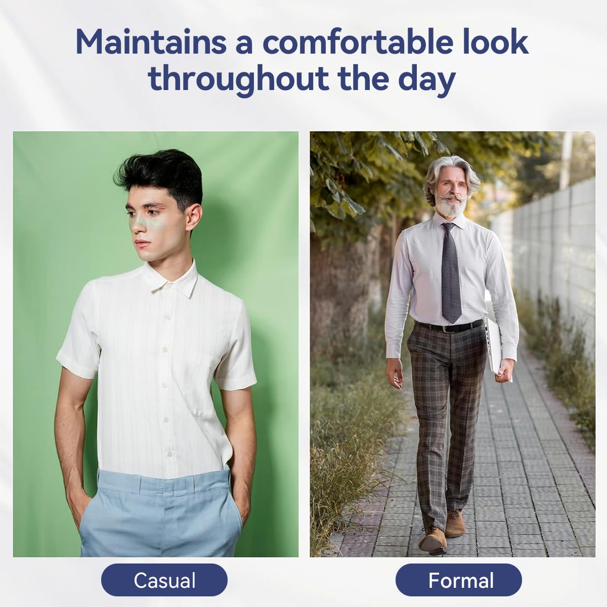 GUSTAVE Shirt Tucker Belt for Men featuring 2pcs Adjustable Elastic Clips | Invisible Shirt Stays for a Neat Look