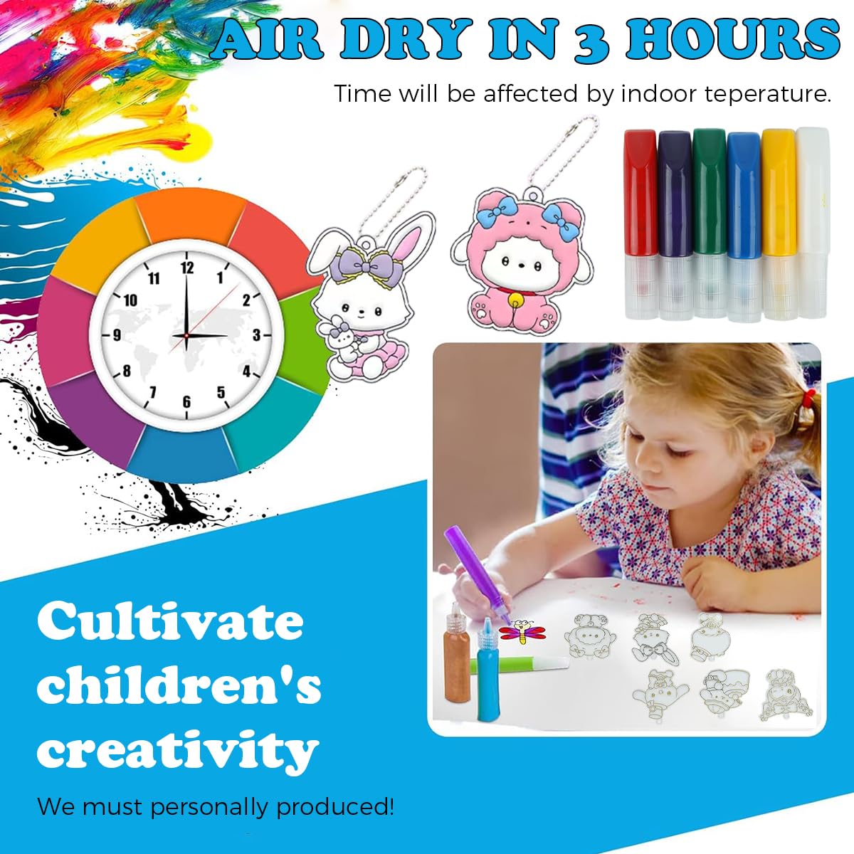 PATPAT DIY Glass Painting Kit for Kids & Adults with 6 Designs and Quick Dry Resin Glue