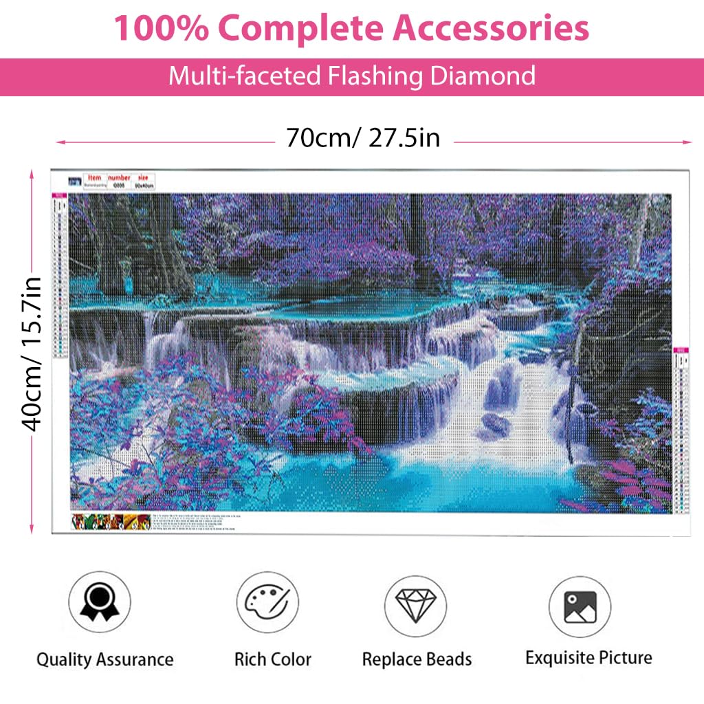 HASTHIP® 5D Diamond Painting Kit, 27.5 X 15.7inch Large Size Waterfall Diamond Painting Kits for Adults, Art Diamond Painting for Home Wall Decor