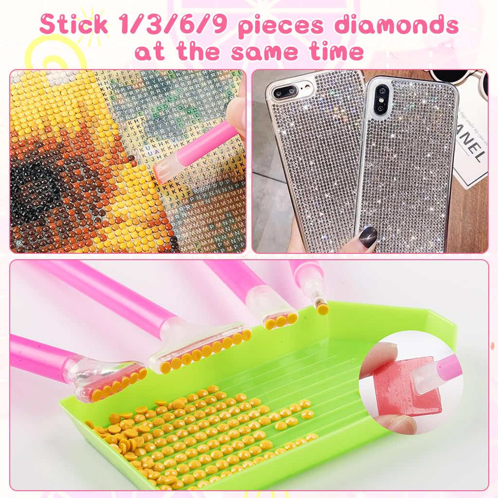 HASTHIP® 29Pcs DIY Diamond Painting Art Accessories Tools Art Supplies Double-end Pickup Pens, Diamond Dispenser Tray, DIY Diamond Rhinestone Painting Tools Kit