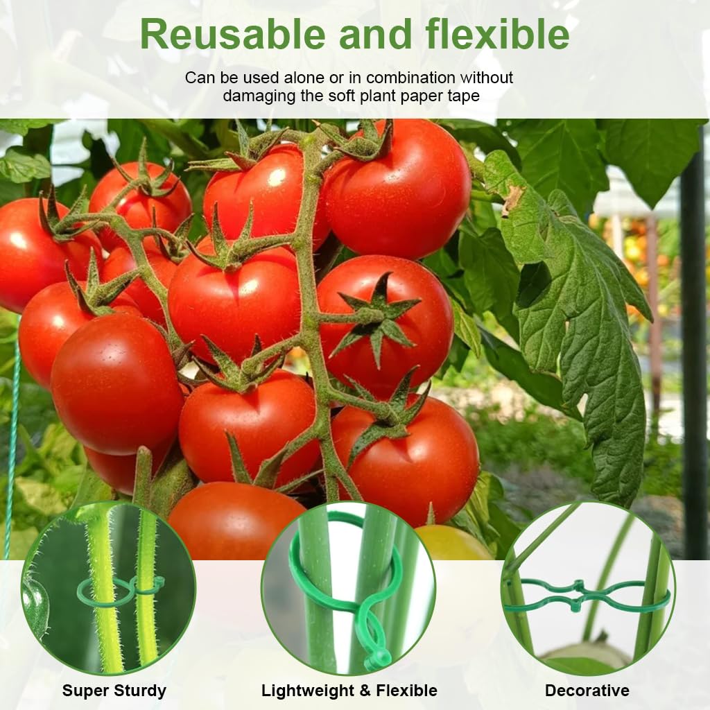 HASTHIP Plant Support Clips 100pcs for Tomatoes and Beans featuring Figure 8 Connectable Loops