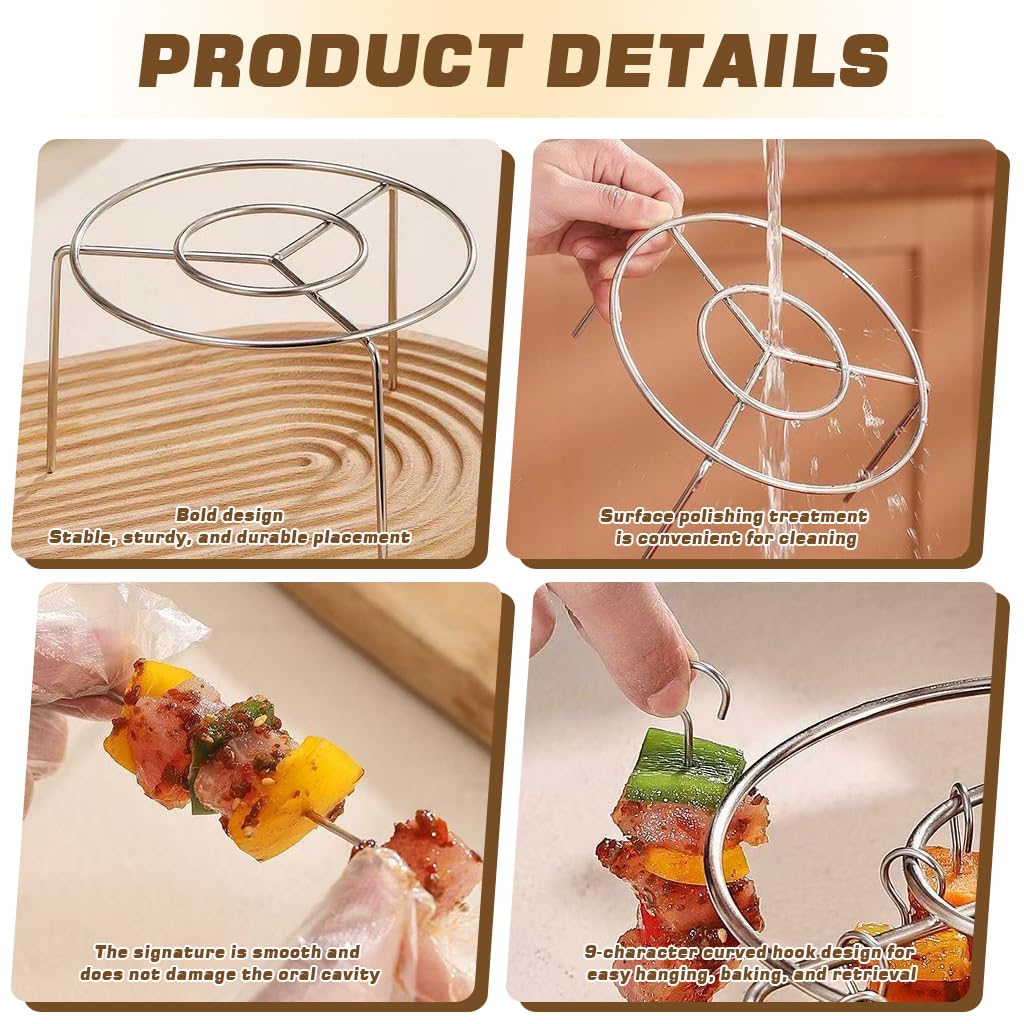Supvox Round Kebabs Skewer Racks for Air Fryer with 30 Skewers featuring Hanging Stainless Steel Design