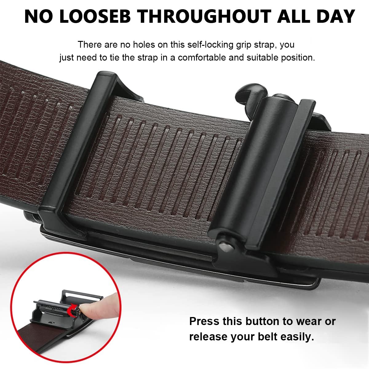 GUSTAVE Waist Belts for Men with Click Ratchet Buckle 130cm Leather Strap | 2 PCS Black